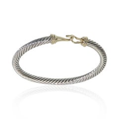 David Yurman Yellow Gold & Sterling Silver Cable Buckle Bracelet