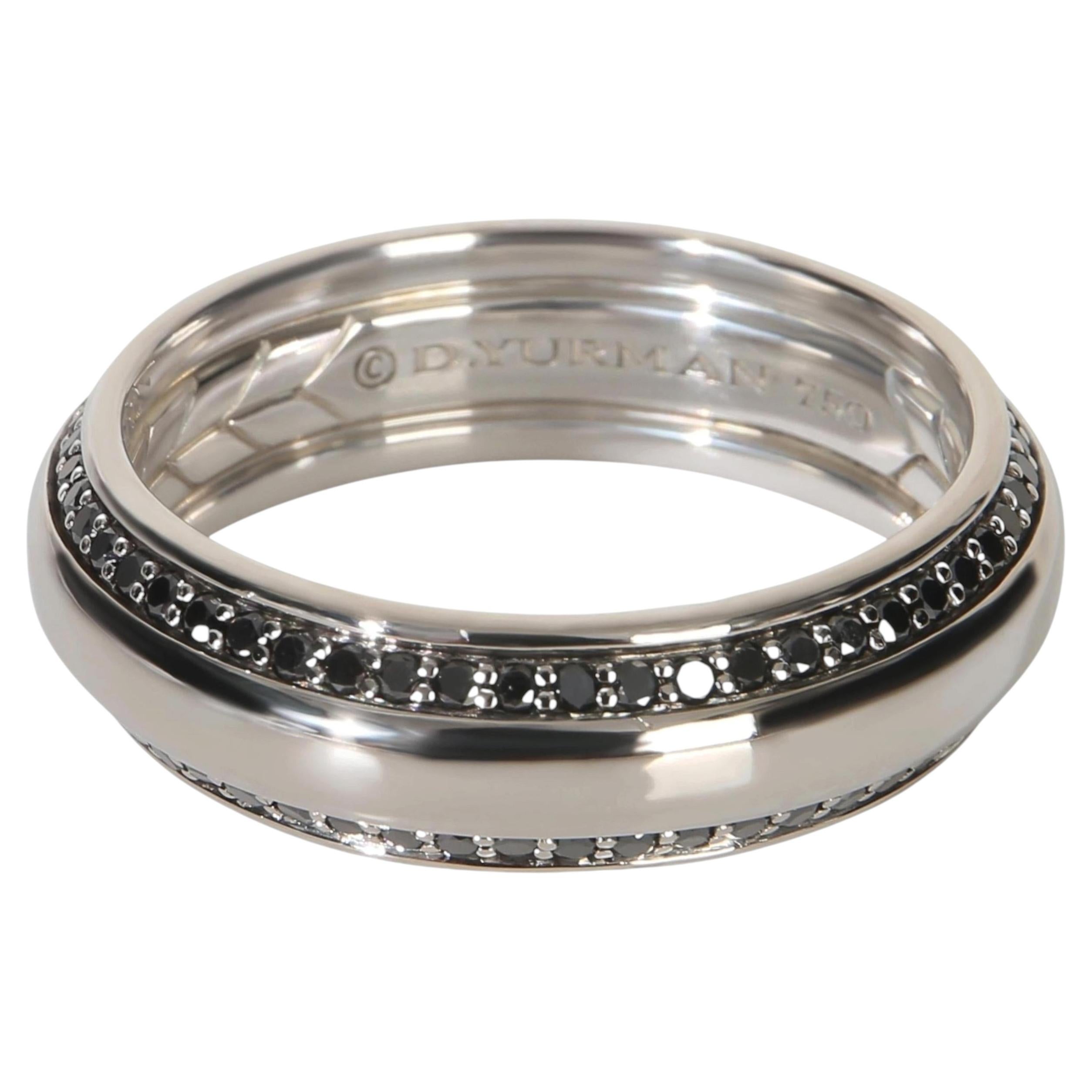 David Yurman White Gold Diamond Beveled Edge Band For Sale