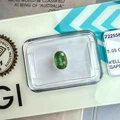 IGI Certified 1.05ct Australia Green Yellow Natural Sapphire Untreated Oval Cut
