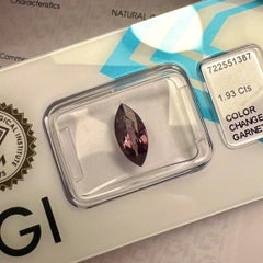 IGI Certified 1.93ct Natural Colour Change Garnet Marquise Cut Rare Gemstone