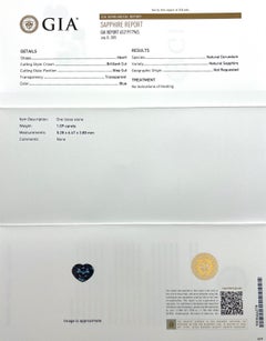 GIA Certified 1.09ct Sapphire Untreated Heart Cut Natural Fine Blue Gemstone