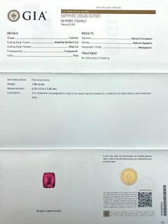 Fine 1.08ct GIA Certified Unheated Sapphire HOT Pink Cushion Cut Gemstone