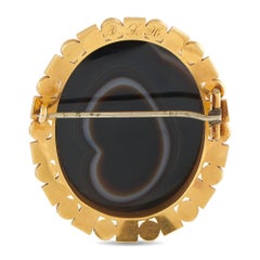Antique 18K Yellow Gold Mudstone and Pearl Cameo Brooch MF23-080726