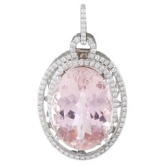 Colgante de oro blanco de 18 quilates con diamante de 0,50 ct y kunzita MF08-080326