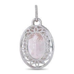 Colgante de oro blanco de 18 quilates con diamante de 0,50 ct y kunzita MF08-080326