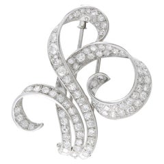 Spilla antica in oro bianco 18 carati con diamanti da 4,85 carati MF11-080326