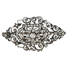 14K White Gold and Silver 1.0ct Diamond Victorian Brooch MF05-082425