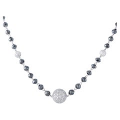 18K White Gold 47.25ct White and Black Diamond Beaded Necklace MF09-080426