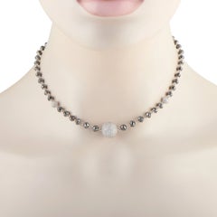 18K White Gold 47.25ct White and Black Diamond Beaded Necklace MF09-080426