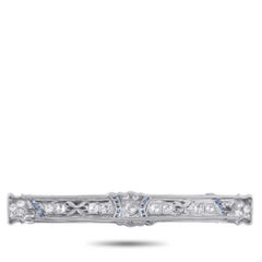 Antique Art Deco Platinum 1.2ct Diamond and Sapphire Bar Pin MF16-080526