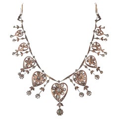 Collana antica in oro rosa 10K con diamanti MF22-080326
