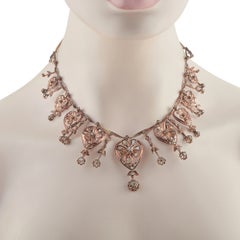 Collana antica in oro rosa 10K con diamanti MF22-080326