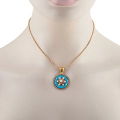 Antique 14K Yellow Gold Turquoise and Coral Necklace MF24-080326