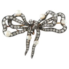 Spilla antica in oro rosa 14K con diamanti e perle da 3,0 ct MF26-080326
