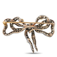 Spilla antica in oro rosa 14K con diamanti e perle da 3,0 ct MF26-080326