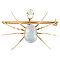 14K Rose Gold 0.35ct Diamond and Baroque Pearl Spider Brooch MF30-080326