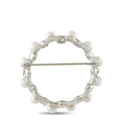 14K White Gold 1.30ct Diamond and Pearl Brooch MF20-081226