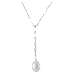 Assael 18K White Gold 0.71ct Diamond Pearl Drop Necklace AS04-071526