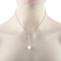 Assael 18K White Gold 0.71ct Diamond Pearl Drop Necklace AS04-071526