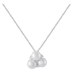 Assael 18K White Gold 0.22ct Diamond and Pearl Necklace AS05-071526