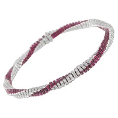 Assael 18K White Gold 5.48ct Diamond and Ruby Snake Bracelet AS10-071526