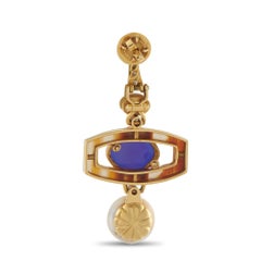 Pendientes de oro amarillo de 18 quilates con diamantes de 0,28 quilates, perlas, turmalinas, ágatas y calcedonias