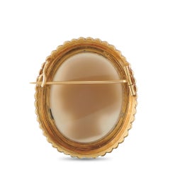 Spilla antica in oro giallo 18 carati con cammeo in pietra dura e perla MF01-082426