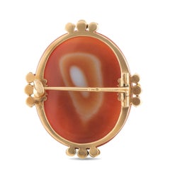 14K Rose Gold Hardstone Agate and Pearl Cameo Brooch MF02-082426