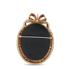 Antique 14K Yellow Gold Enameled Cameo Brooch MF03-082426