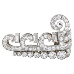 Antique Platinum 1.50ct Diamond Art Deco Scroll Brooch MF10-081926