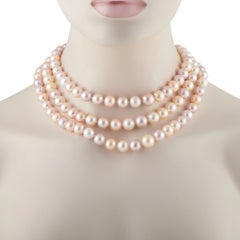 Mikimoto 18K Yellow Gold 0.25ct Diamond and Pink Pearl Necklace MK12-081926