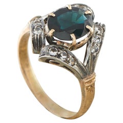 14K Rose Gold and Silver 0.15ct Diamond Sapphire Antique Ring MF18-072826