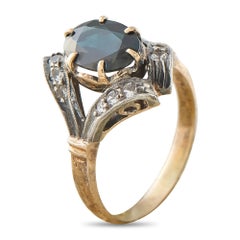 14K Rose Gold and Silver 0.15ct Diamond Sapphire Antique Ring MF18-072826
