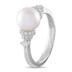 Assael 18K White Gold 0.25ct Diamond Pearl Ring AS01-071526