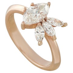 Anello a grappolo con diamanti da 1,25 ct in oro rosa 14 carati, taglio marquise – MF17-071526