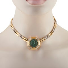 Collier Bvlgari Vintage Monete en or jaune 18 carats avec une pièce antique sertie d'un diamant de 2,75 carats