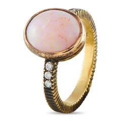 18K Yellow Gold 0.06ct Diamond and Opal Ring MF29-080426