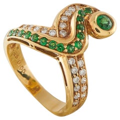 18K Yellow Gold 0.25ct Diamond and Tsavorite Ring MF04-080326