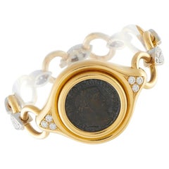 Bvlgari Monete 18K Yellow Gold 1.80ct Diamond Ancient Coin Bracelet BV06-071626