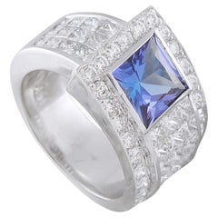 18K White Gold 1.65ct Diamond and Tanzanite Ring MF10-080326