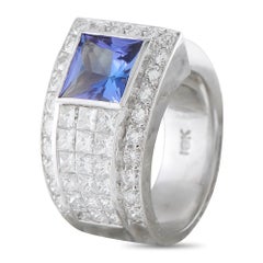 18K White Gold 1.65ct Diamond and Tanzanite Ring MF10-080326