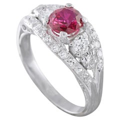 Anello in platino con diamante da 0,60 ct e rubino MF17-072826