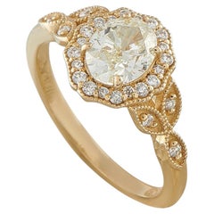 14K Yellow Gold 1.22ct Diamond Halo Engagement Ring MF18-080526