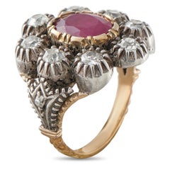 Antique 14K Rose Gold and Silver 1.00ct Diamond and Ruby Ring MF05-080426