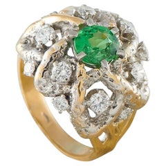 18K Yellow Gold 0.70ct Diamond and Tsavorite Ring MF06-081126