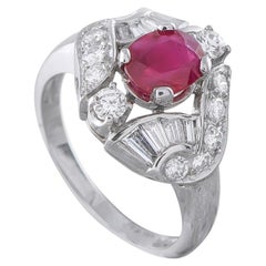 Platinum 0.90ct Diamond and Ruby Ring MF12-080426
