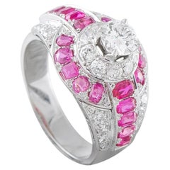 Anillo de oro blanco de 18 quilates con diamantes y rubíes de 1,47 ct MF07-081126