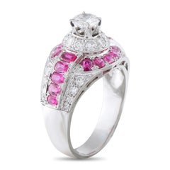 Anillo de oro blanco de 18 quilates con diamantes y rubíes de 1,47 ct MF07-081126