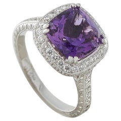 18K White Gold 0.80ct Diamond and Amethyst Ring MF14-081226