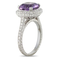 18K White Gold 0.80ct Diamond and Amethyst Ring MF14-081226